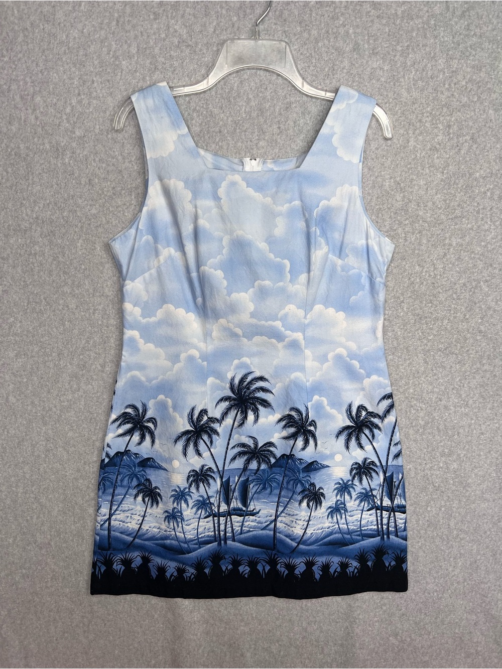 VTG Shannon Marie Made in Hawaii Beach Scene A-Line Tank Dress XL/L Cotton
